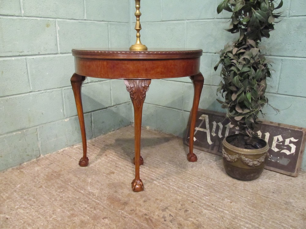 Antique Edwardian Burr Walnut Fold Over Card Table c1900