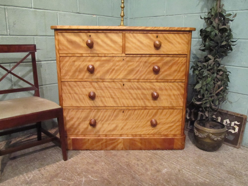 Antique Victorian Satinwood Chest of Drawers c1880