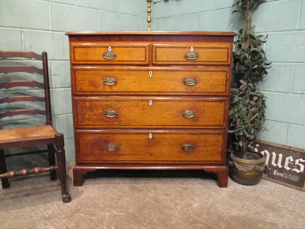 Antique Georgian Oak & Mahogany Chest of Drawers c1780