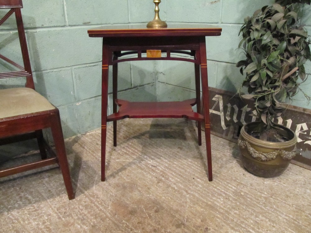 Antique Edwardian Mahogany Arts & Crafts Fold Over Games Table c1900