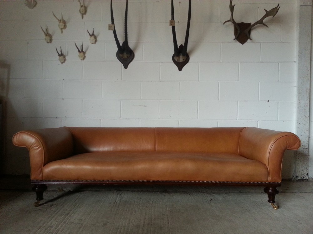 Antique Original Victorian Leather Chesterfield 4 Seater Sofa c1860 By Holland & Sons .
