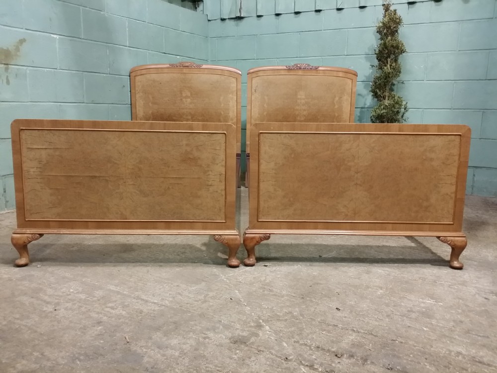 Antique Pair Walnut Single Beds c1920