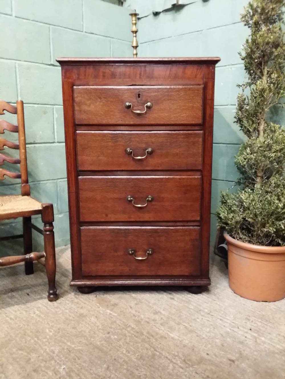 Antique Georgian Oak Narrow Chest of Drawers c1780