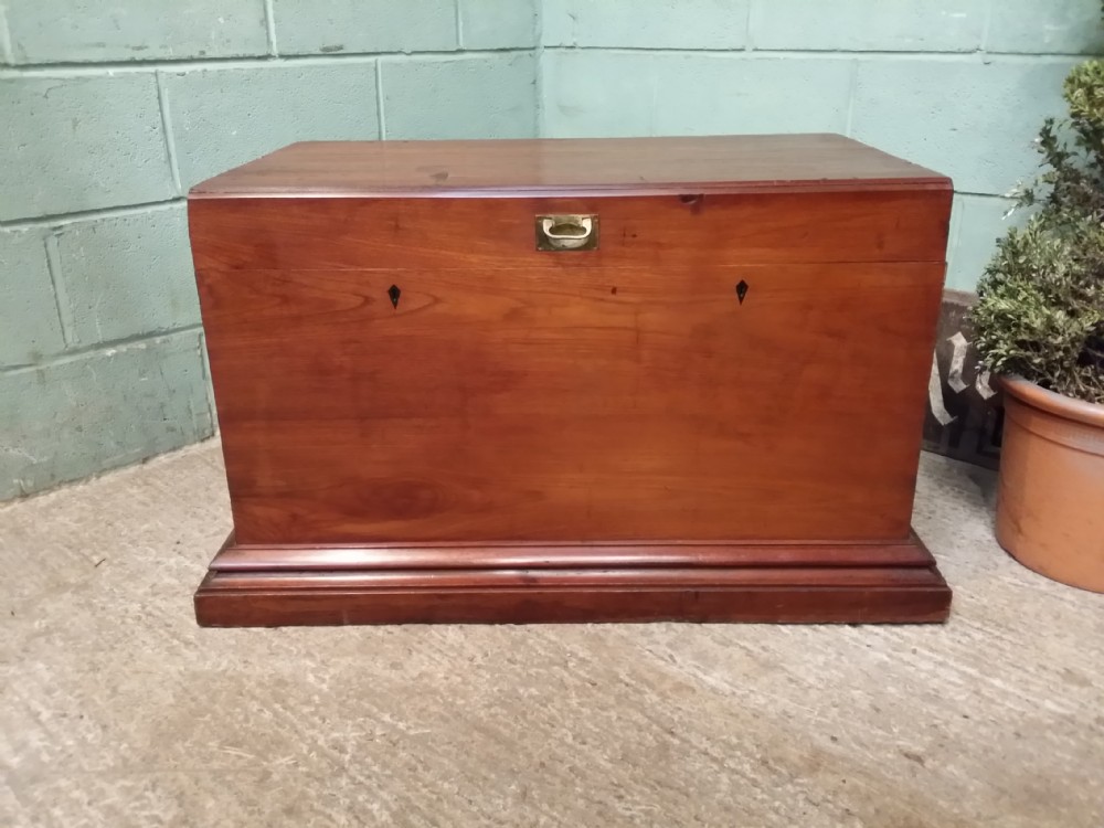 Antique Edwardian Teak Blanket Box Chest c1900