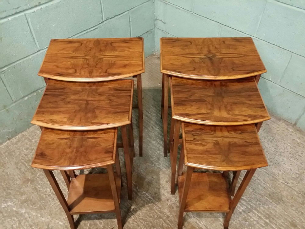 PAIR BURR WALNUT NEST OF TABLES C1920
