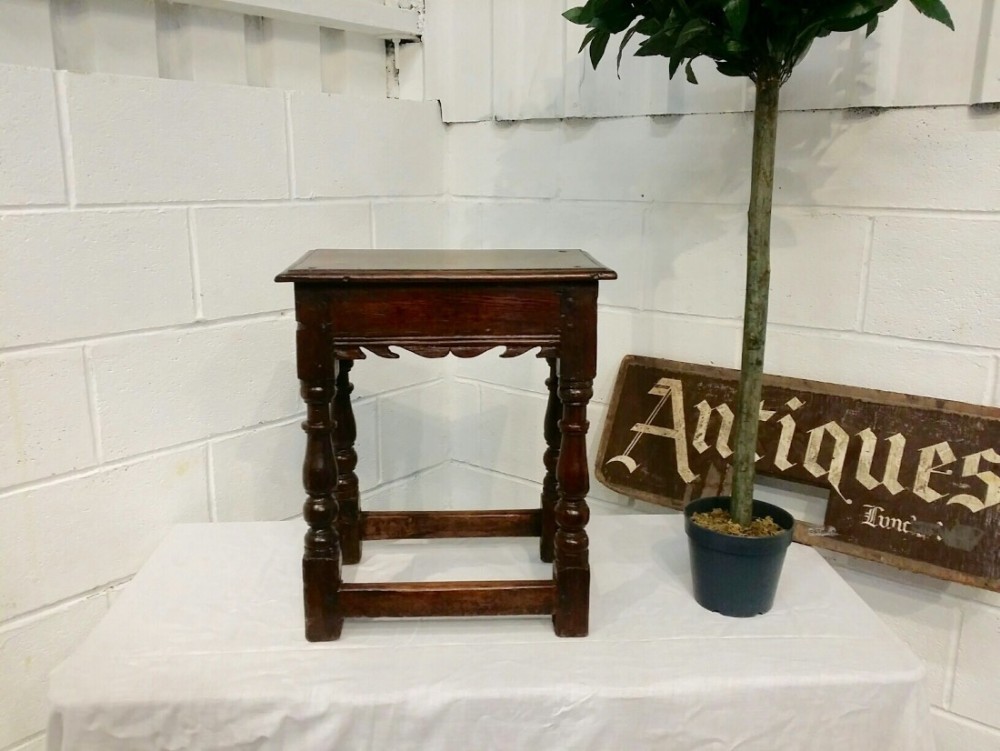 ANTIQUE PERIOD OAK JOINT STOOL C1760