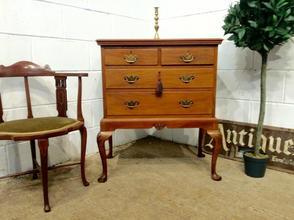 ANTIQUE EDWARDIAN SMALL WALNUT CHEST ON STAND C1900