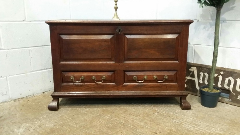 ANTIQUE LATE GEORGIAN JOINED OAK MULE CHEST C1800