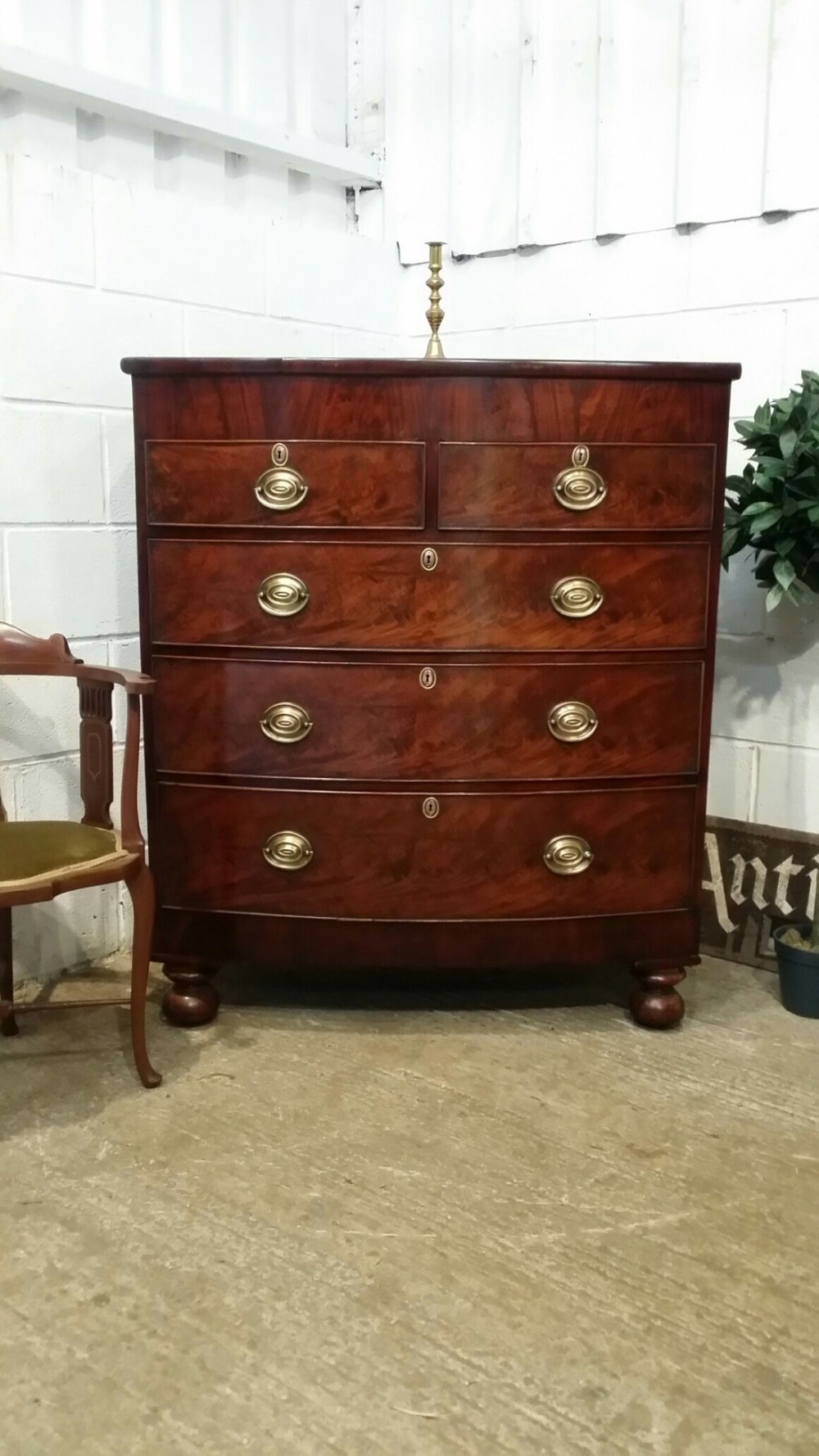 ANTIQUE WILLIAM 1V MAHOGANY CHEST OF DRAWERS C1830
