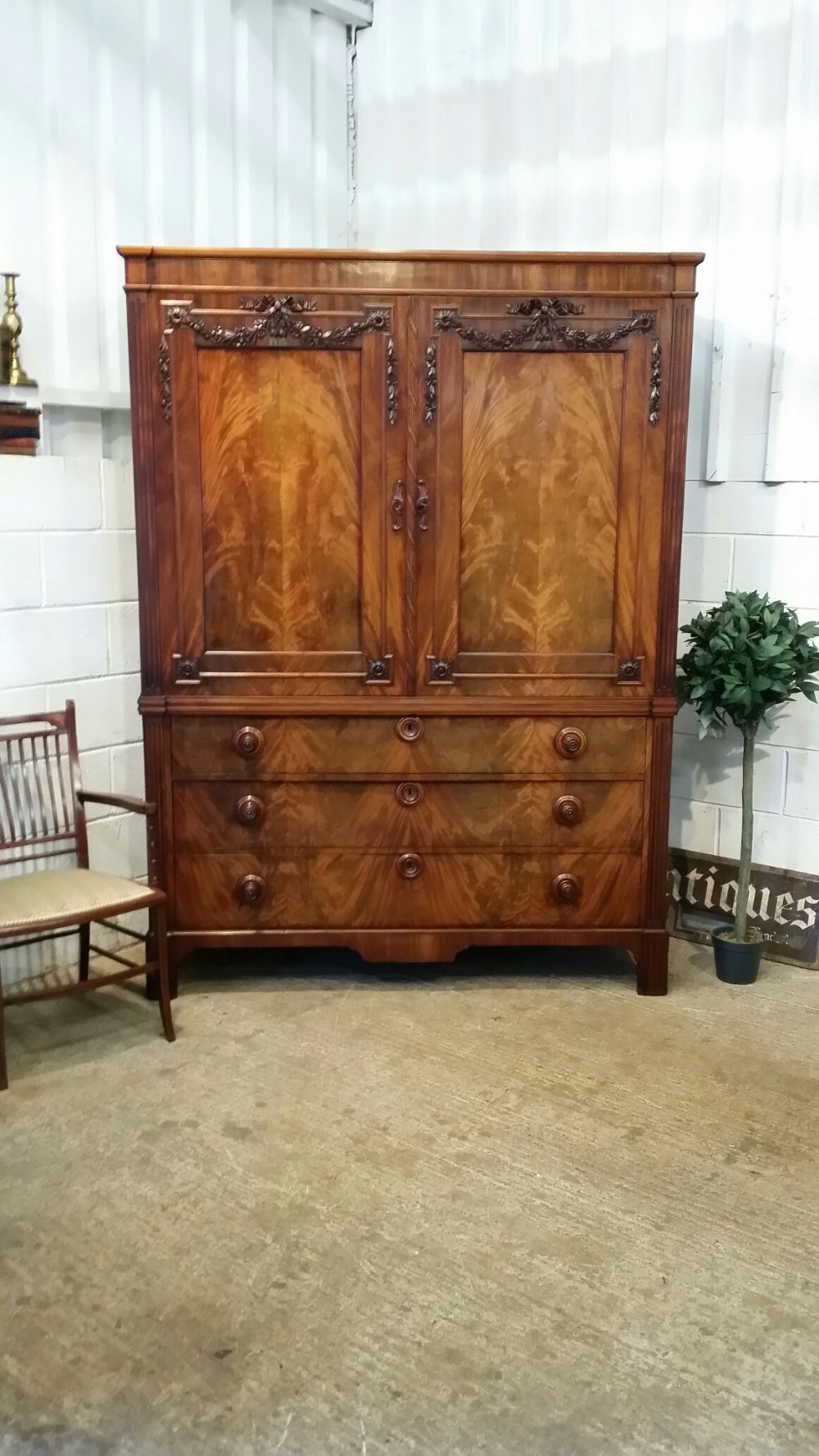 ANTIQUE EARLY 19TH CENTURY FRENCH MAHIGANY CLOTHES PRESS C1830