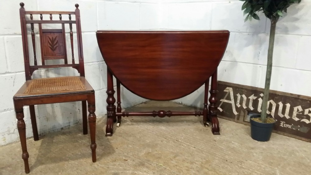 ANTIQUE VICTORIAN MAHOGANY OVAL SUTHERLAND GATE LEG TABLE C1880