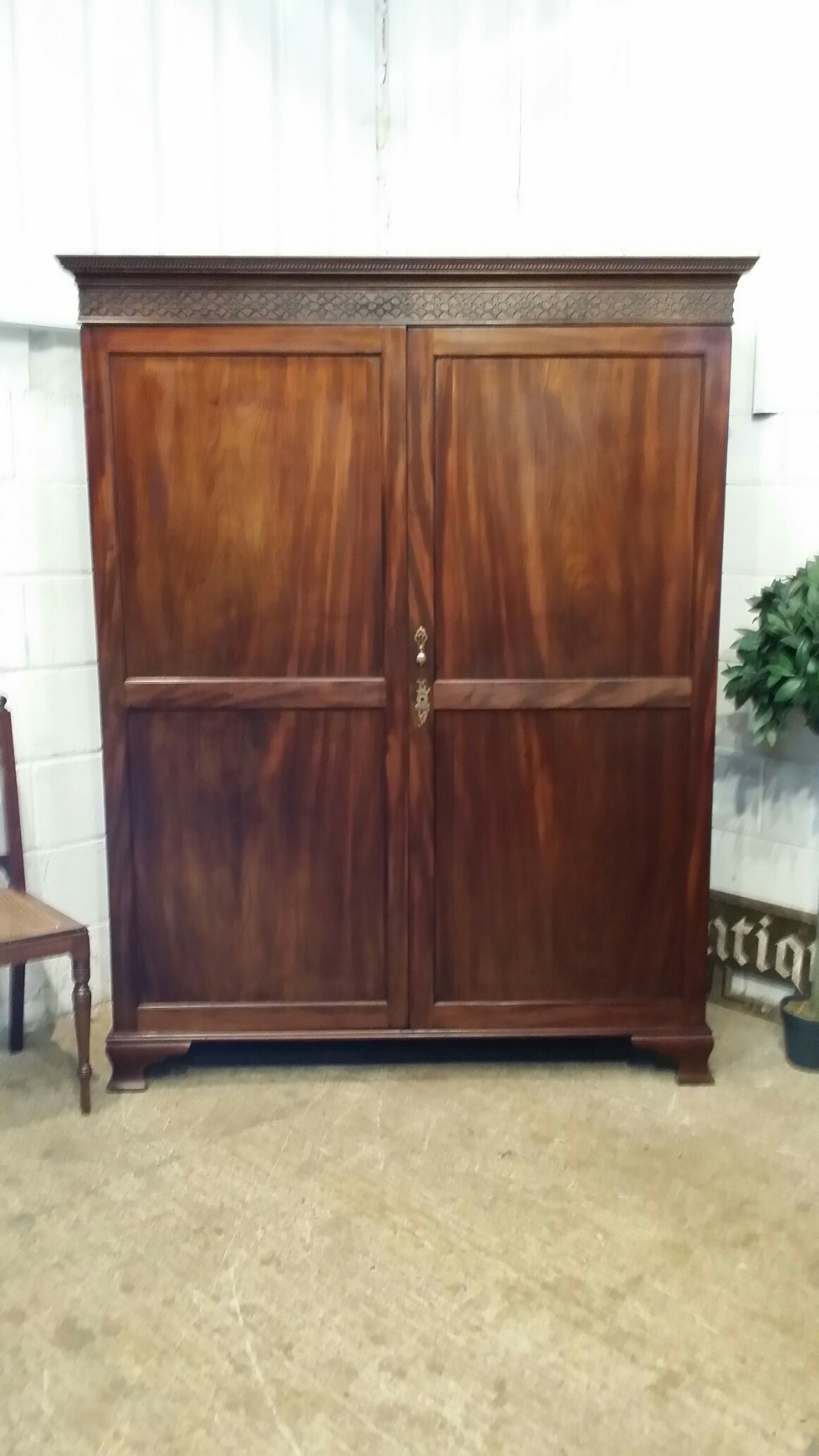 ANTIQUE REGENCY MAHOGANY LOW DOUBLE WARDROBE 73