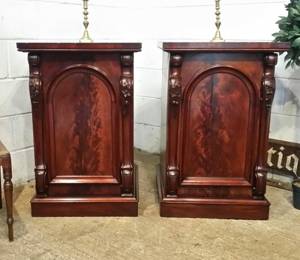 ANTIQUE PAIR VICTORIAN MAHOGANY PEDASTAL CABINETS C1880