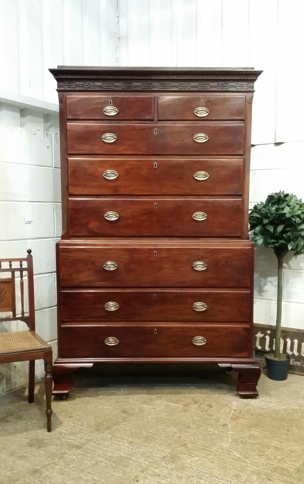 ANTIQUE REGENCY MAHOGANY CHEST ON CHEST SECRETAIRE C1820