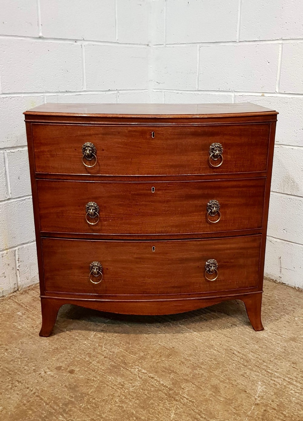 ANTIQUE REGENCY MAHOGANY BOW FRONT CHEST OF DRAWERS C1820 View V