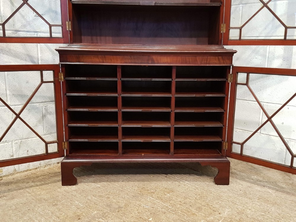 ANTIQUE MAHOGANY ASTRAGAL GLAZED SOLICITORS BOOKCASE C1920 View III