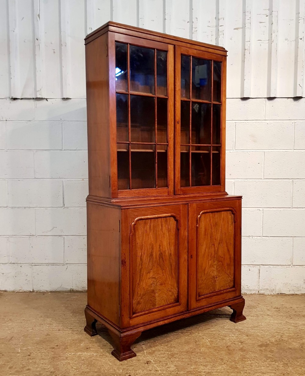ANTIQUE WALNUT GLAZED LIBRARY BOOKCASE BY WILLEY & LOCKHEAD , GLASGOW C1920 View II
