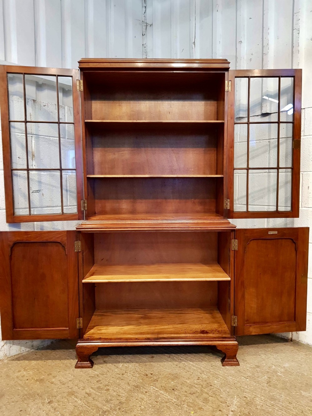 ANTIQUE WALNUT GLAZED LIBRARY BOOKCASE BY WILLEY & LOCKHEAD , GLASGOW C1920 View III
