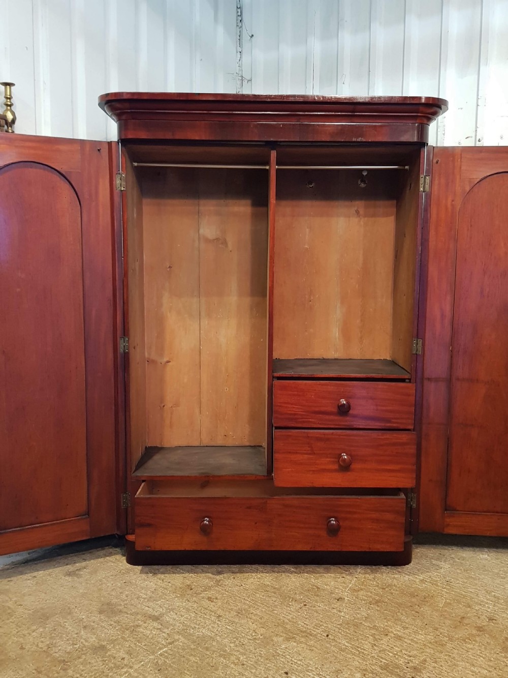ANTIQUE VICTORIAN MAHOGANY DOUBLE WARDROBE C1880 View III