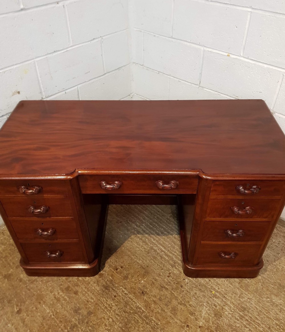ANTIQUE VICTORIAN MAHOGANY PEDASTAL DESK C1880 View II