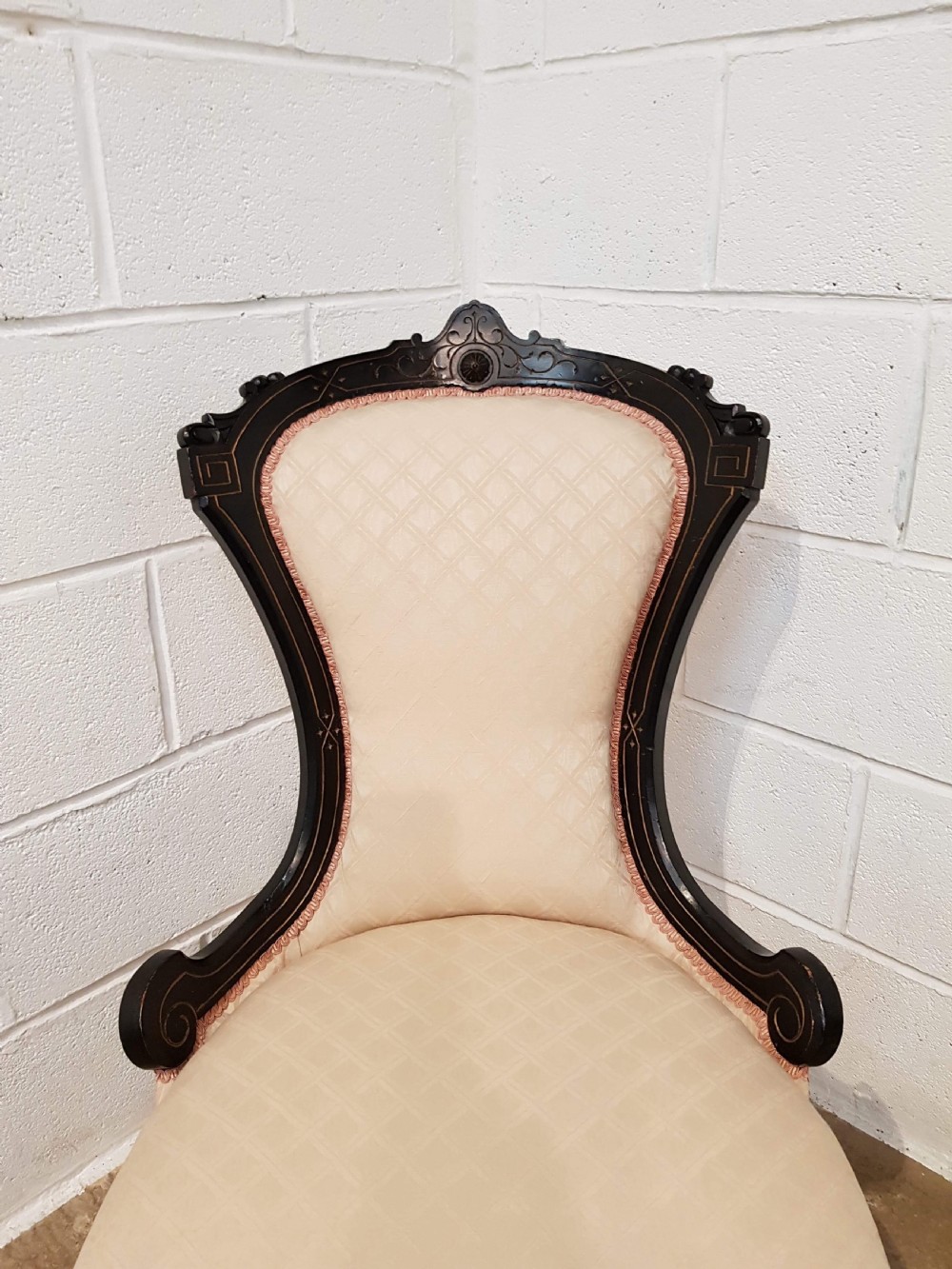 ANTIQUE AESTHETIC VICTORIAN EBONISED SALON ARMCHAIR C1890 View III