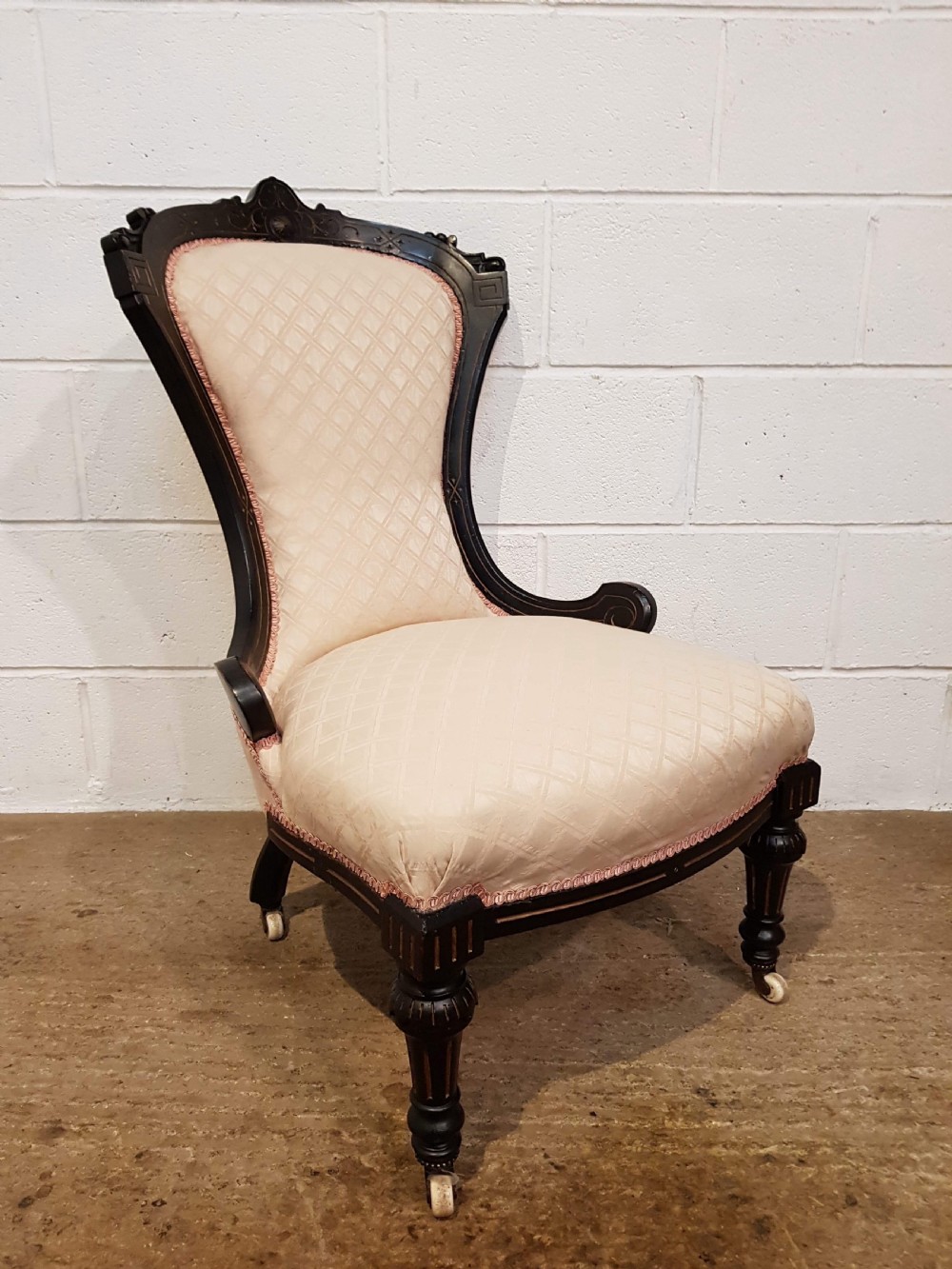 ANTIQUE AESTHETIC VICTORIAN EBONISED SALON ARMCHAIR C1890 View V