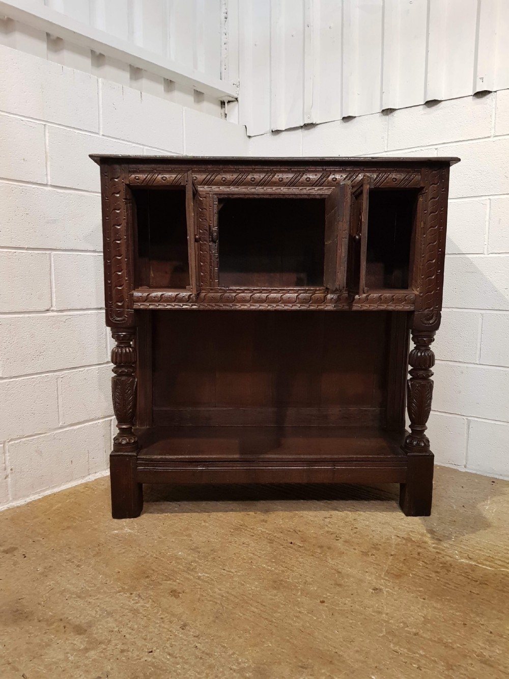 ANTIQUE 18TH CENTURY PERIOD CARVED JOINED OAK BUFFET C1780 View IV