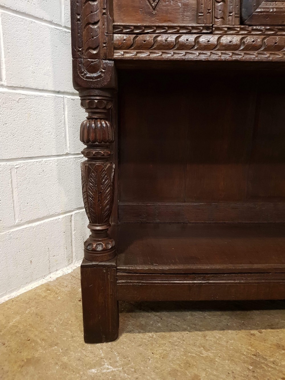 ANTIQUE 18TH CENTURY PERIOD CARVED JOINED OAK BUFFET C1780 View V