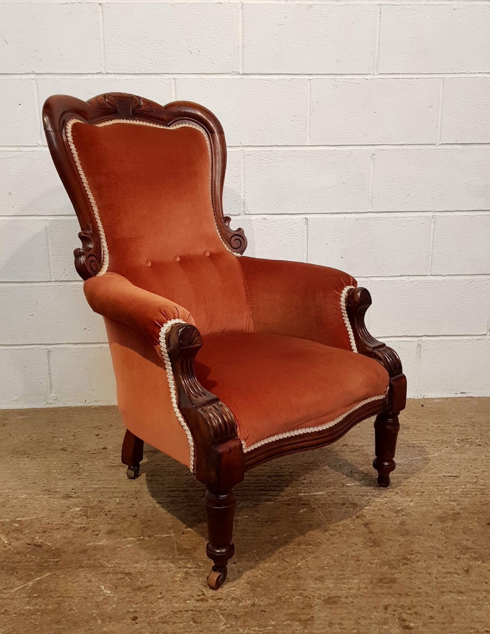ANTIQUE VICTORIAN WALNUT ARMCHAIR C1880