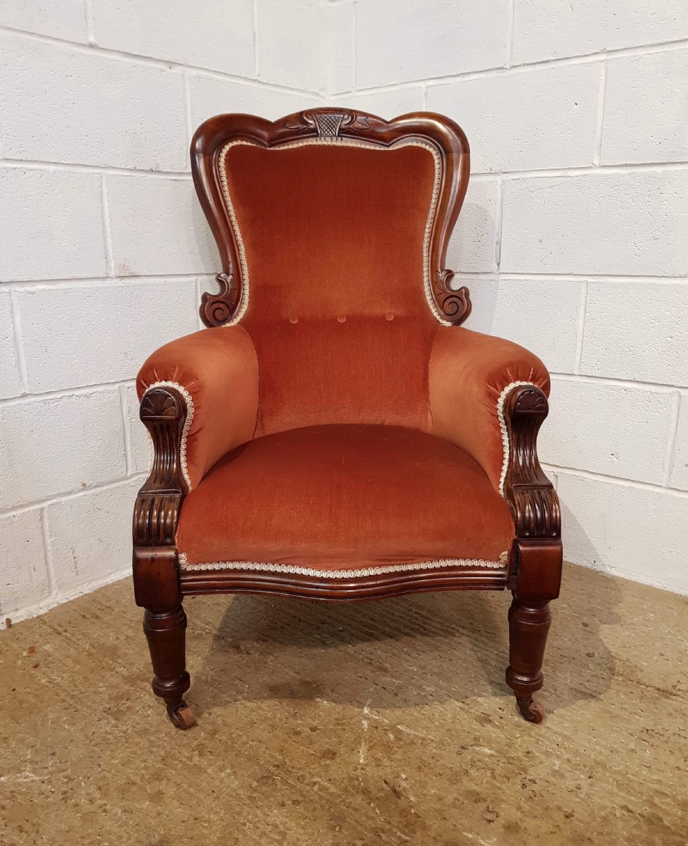 ANTIQUE VICTORIAN WALNUT ARMCHAIR C1880 View V