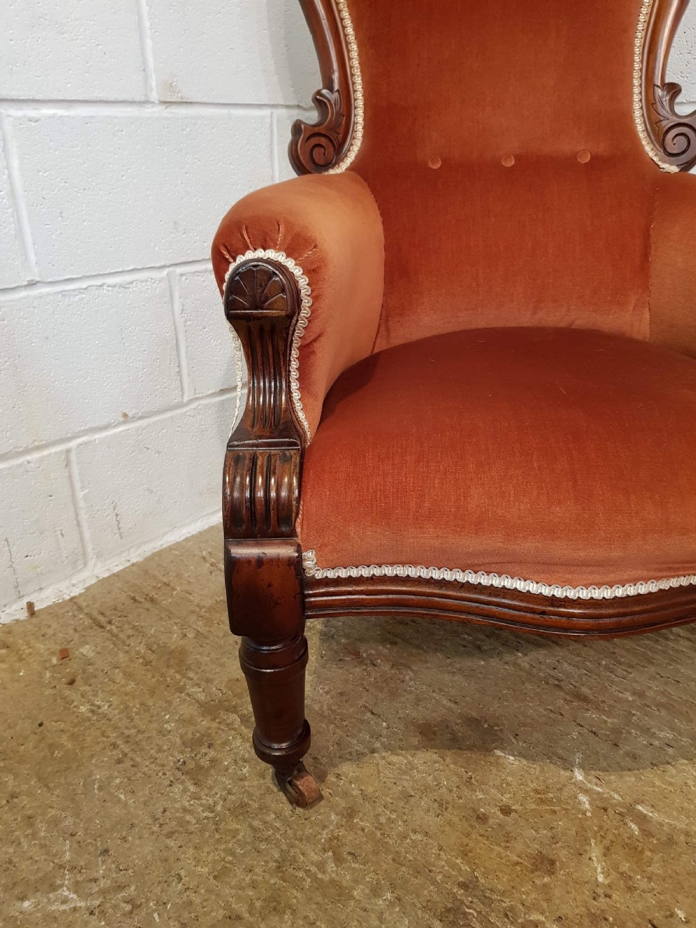 ANTIQUE VICTORIAN WALNUT ARMCHAIR C1880 View VI