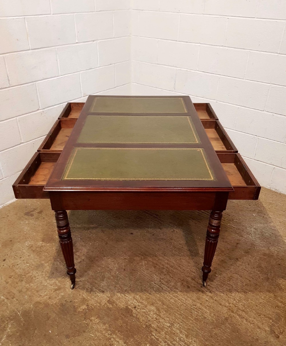 ANTIQUE WILLIAM 1V MAHOGANY PARTNERS DESK WITH GILLOWS LEGS C1830 View V