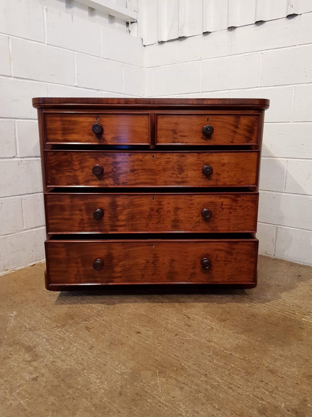 ANTIQUE VICTORIAN MAHOGANY BOW FRONT CHEST OF DRAWERS C1880 View VII