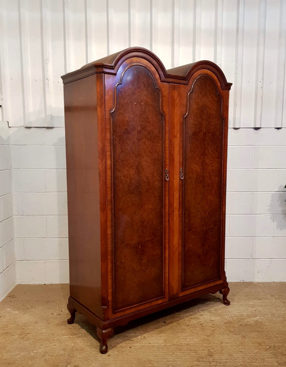 ANTIQUE BURR WALNUT DOUBLE WARDROBE BY WARING & GILLOWS C1920 View II