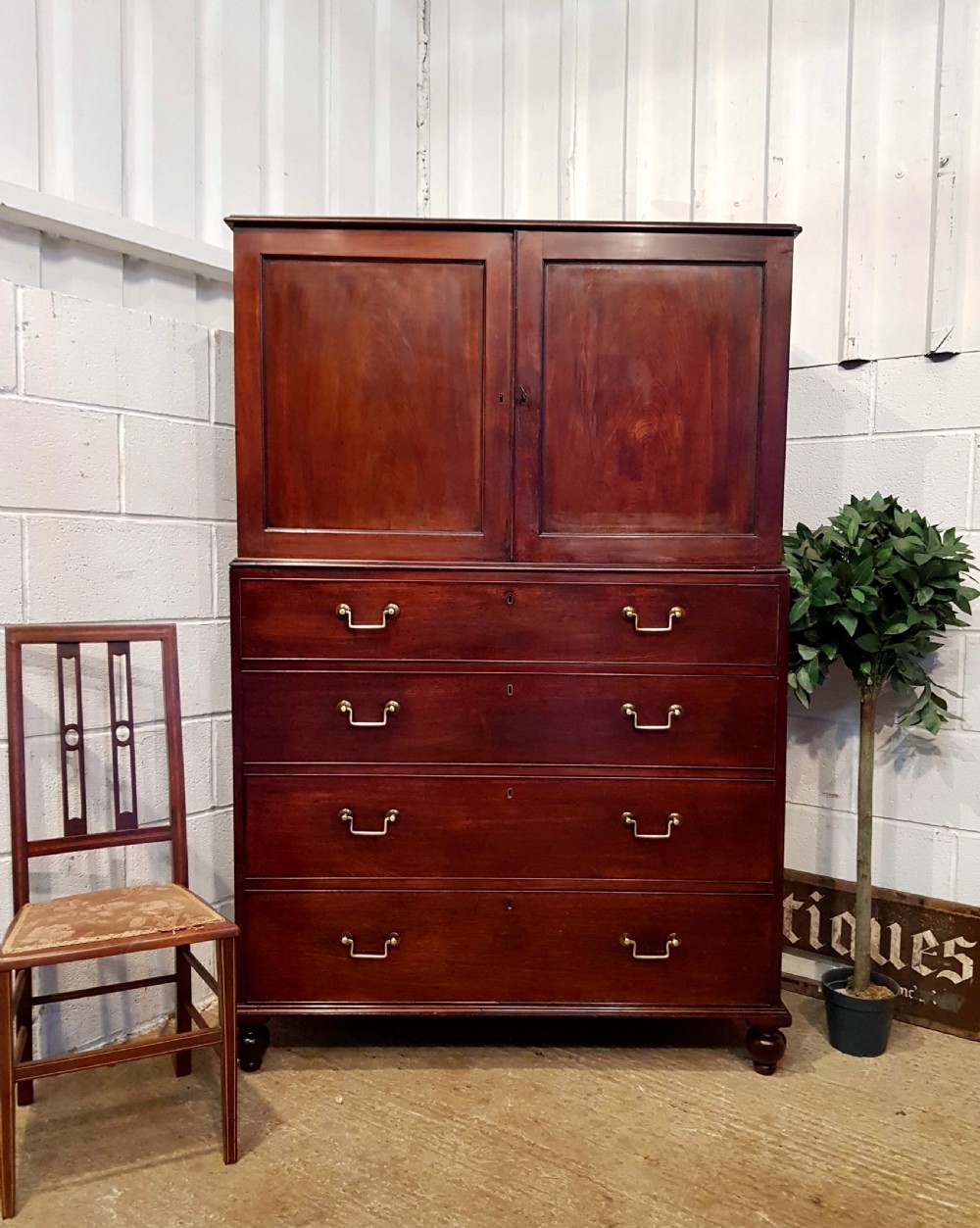 ANTIQUE 18TH CENTURY MAHOGANY TALLBOY CHEST OF DRAWERS C1780