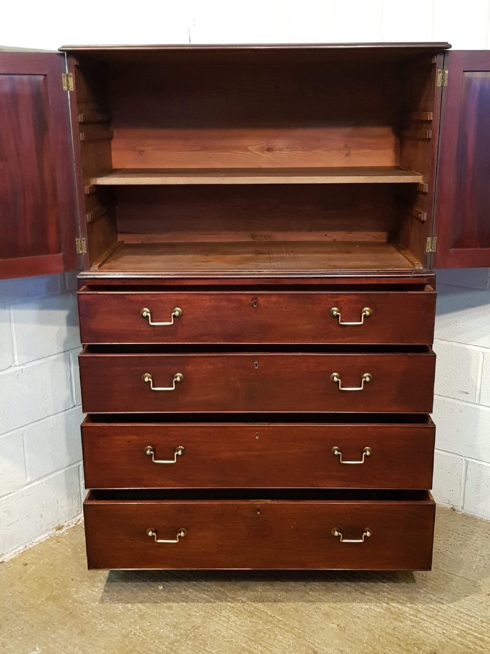 ANTIQUE 18TH CENTURY MAHOGANY TALLBOY CHEST OF DRAWERS C1780 View II