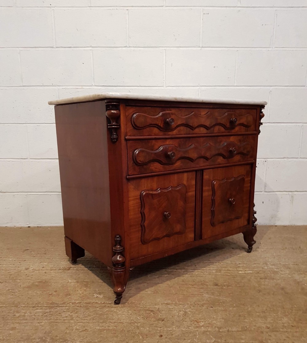 ANTIQUE 19TH CENTURY BIEDERMEIER MAHOGANY MARBLE TOPPED WASHSTAND C1880 View IV
