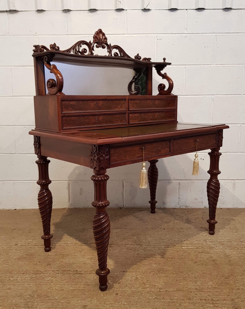 ANTIQUE WILLIAM 1V MAHOGANY MIRROR BACKED GILLOWS WRITING DESK C1830