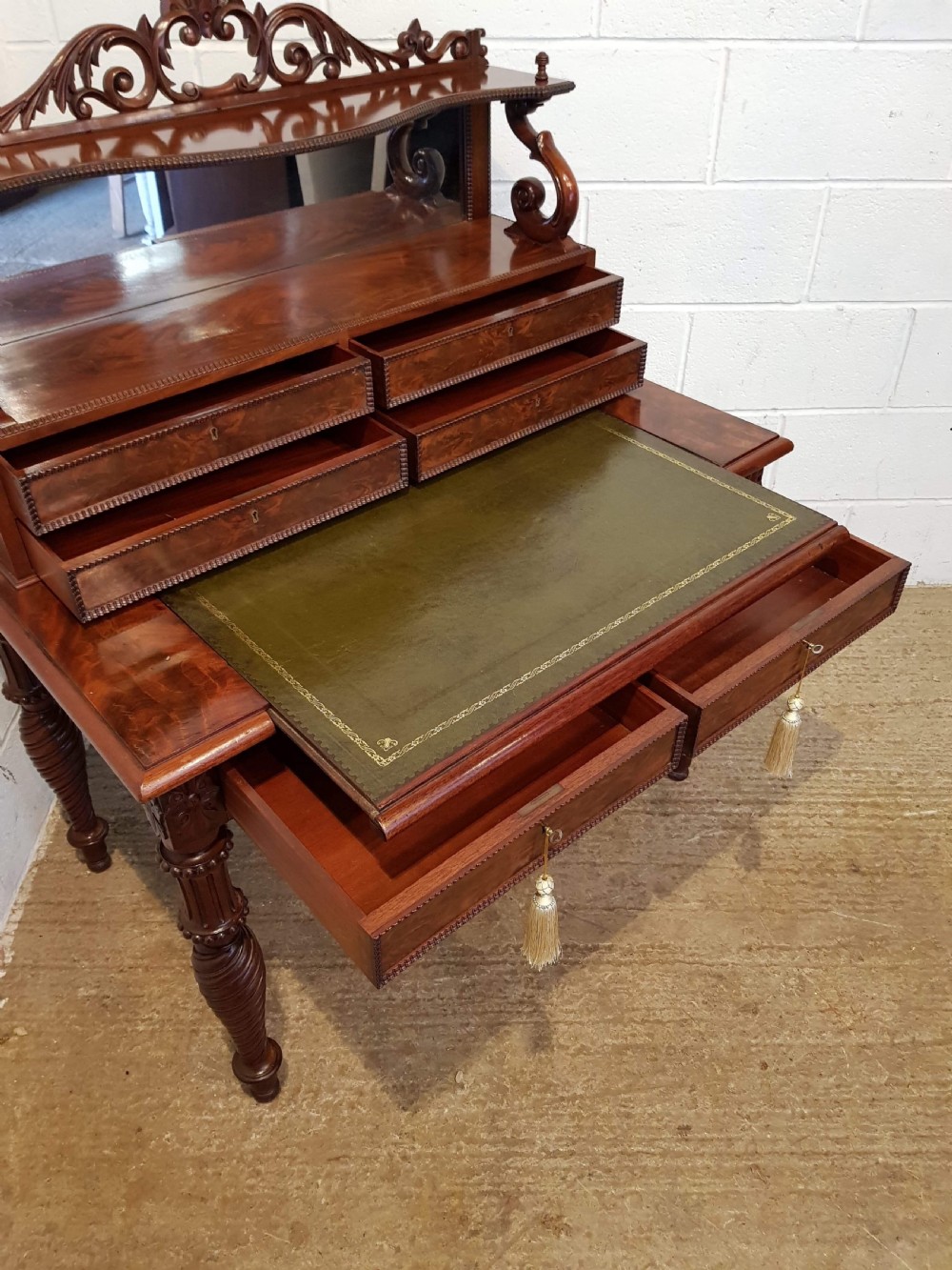 ANTIQUE WILLIAM 1V MAHOGANY MIRROR BACKED GILLOWS WRITING DESK C1830 View IV