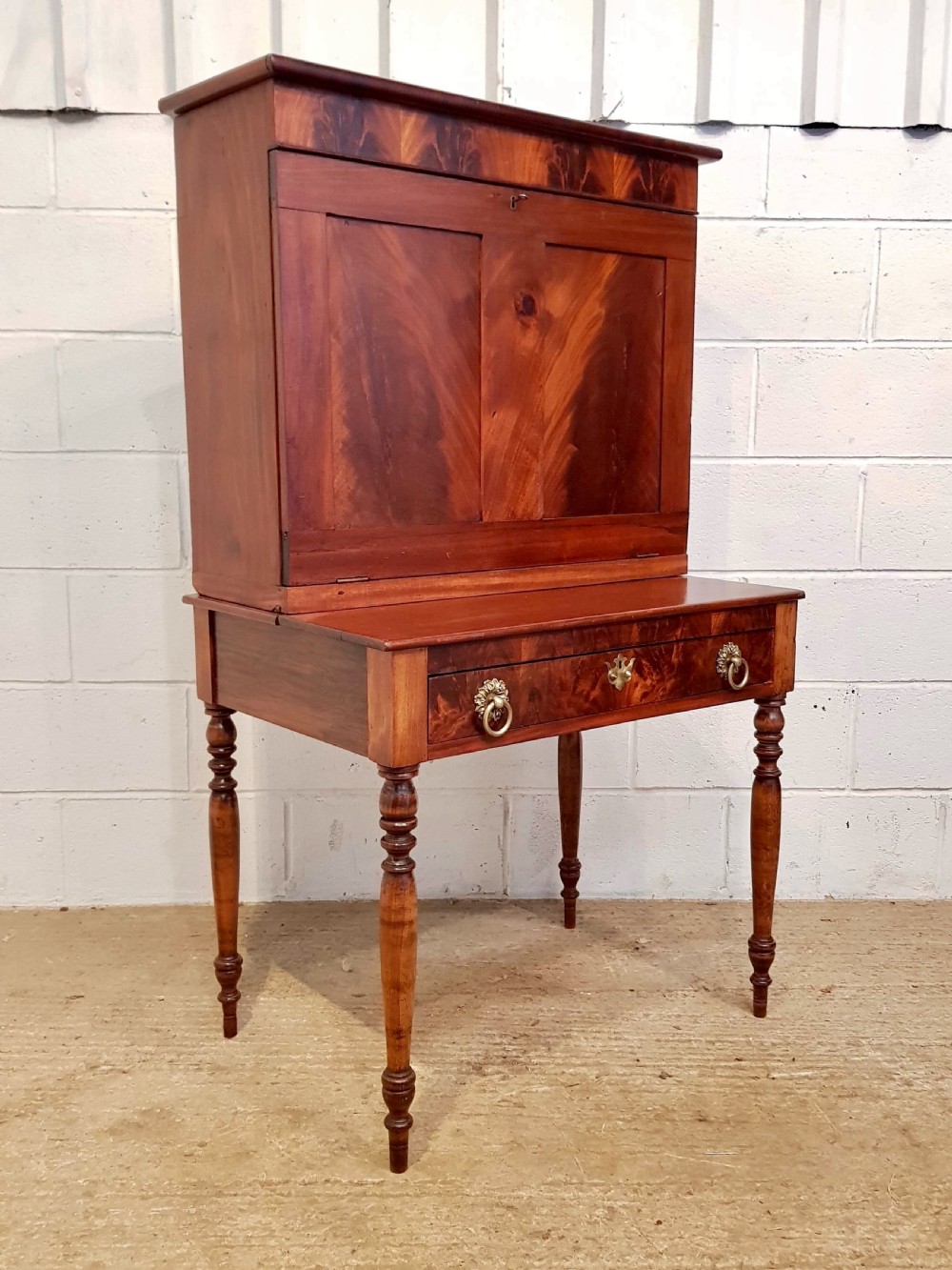 ANTIQUE EARLY 19TH CENTURY MAHOGANY SECRETAIRE CABINET with secret compartment C1840 View II