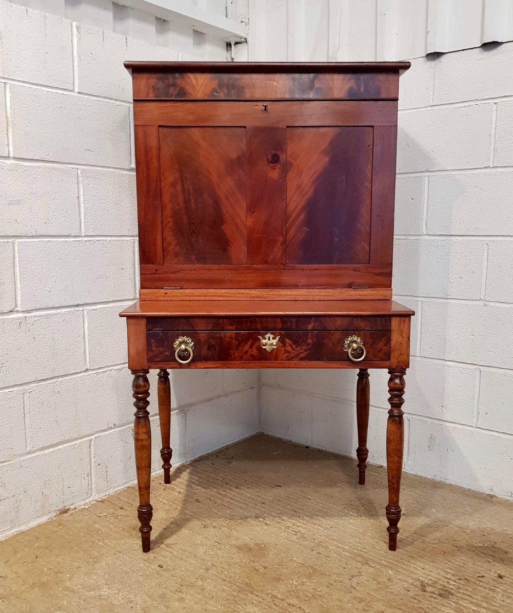 ANTIQUE EARLY 19TH CENTURY MAHOGANY SECRETAIRE CABINET with secret compartment C1840 View VI