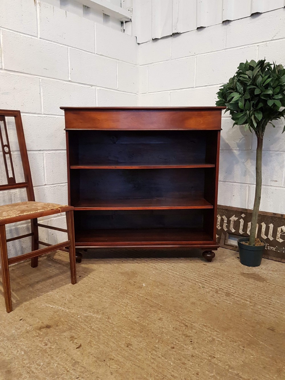 ANTIQUE VICTORIAN MAHOGANY OPEN BOOKCASE C1880 View V