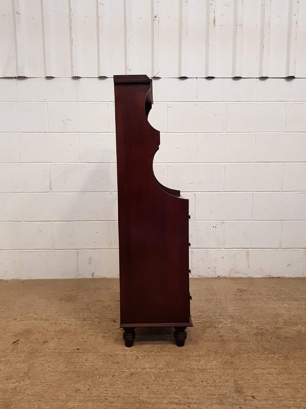 ANTIQUE EDWARDIAN MAHOGANY OPEN WATERFALL BOOKCASE ON CHEST OF DRAWERS  C1900 View IV