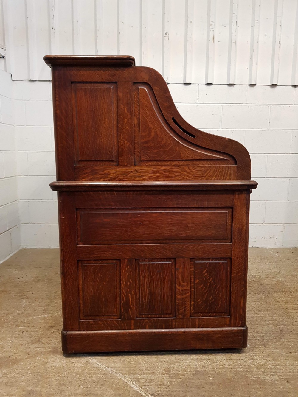 SUPERB ANTIQUE VICTORIAN OAK ROLL TOP DESK WITH SECRET DRAWERS C1880 View V