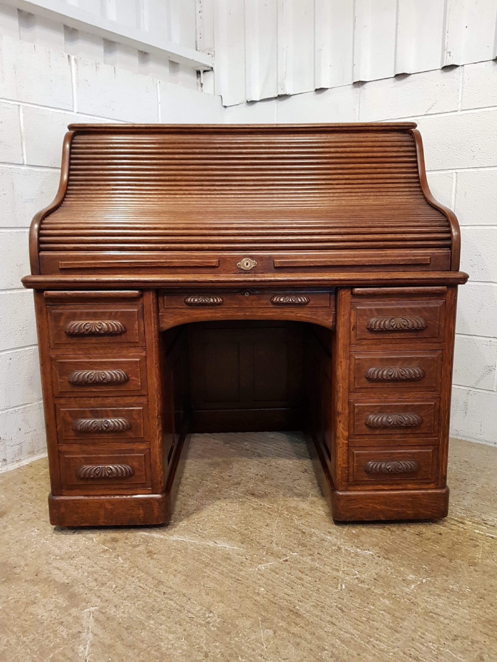SUPERB ANTIQUE VICTORIAN OAK ROLL TOP DESK WITH SECRET DRAWERS C1880 View VIII