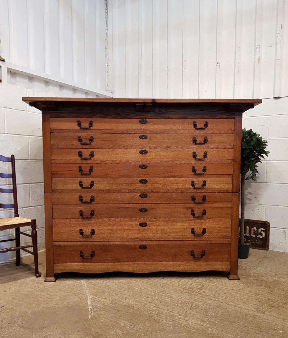 SUPERB ANTIQUE LATE VICTORIAN ARTS & CRAFTS LARGE OAK PLAN CHEST C1890 View VII