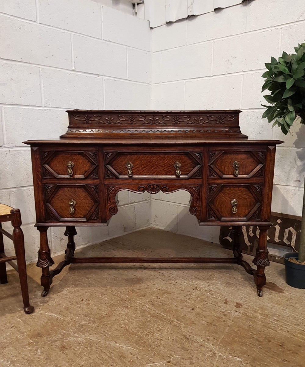 ANTIQUE OAK GEOMETRIC WRITING DESK C1920