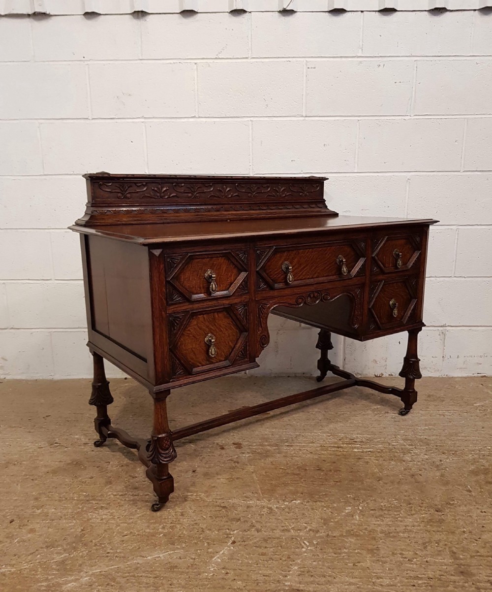 ANTIQUE OAK GEOMETRIC WRITING DESK C1920 View III