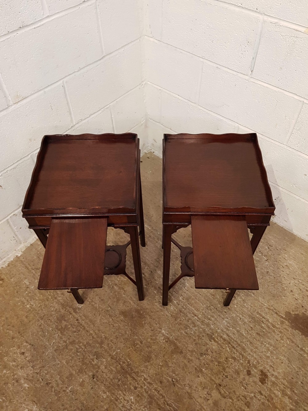 ANTIQUE PAIR EDWARDIAN CHIPPENDALE CUBAN MAHOGANY NIGHT STANDS C1900 View III