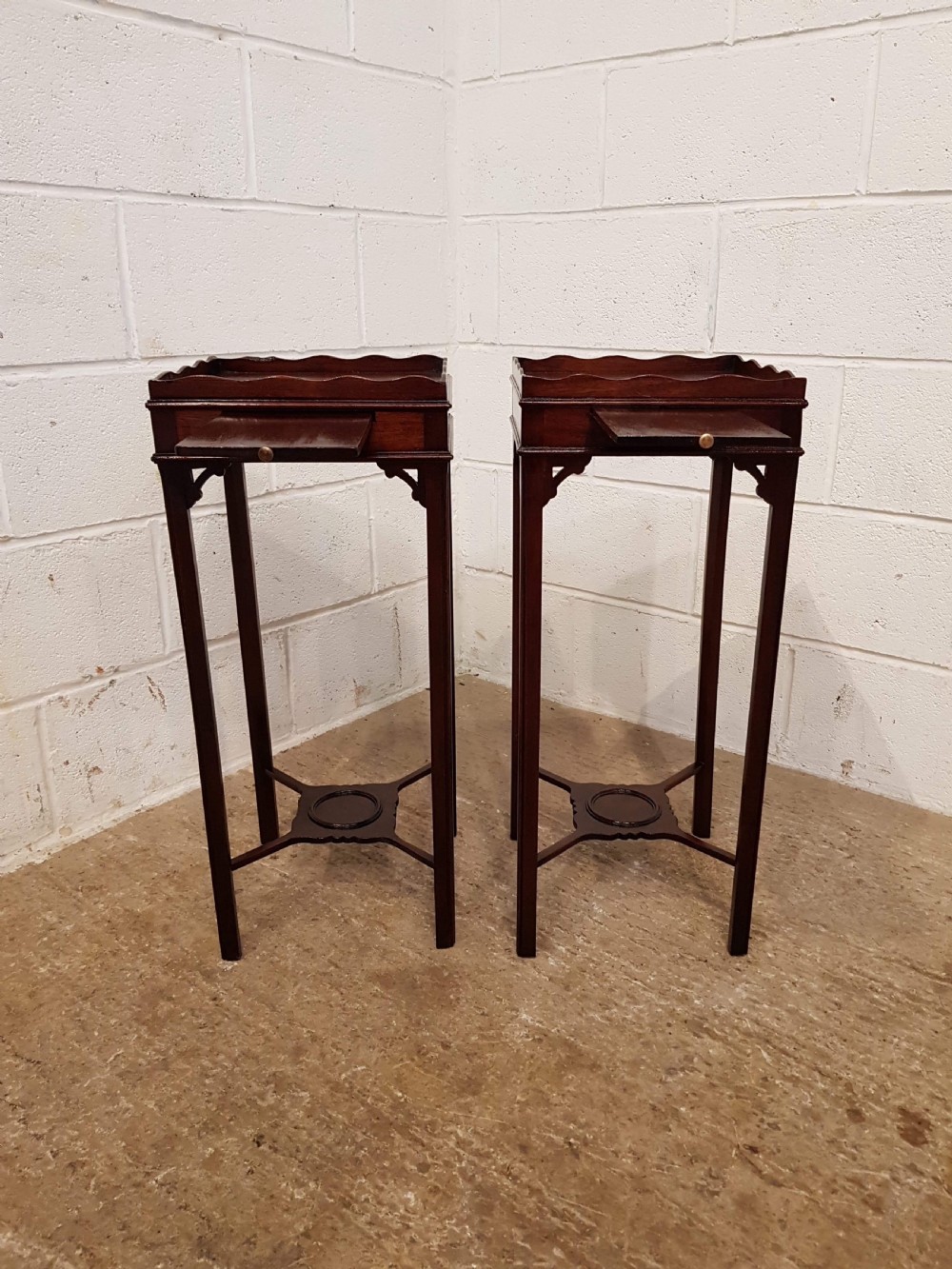 ANTIQUE PAIR EDWARDIAN CHIPPENDALE CUBAN MAHOGANY NIGHT STANDS C1900 View VII